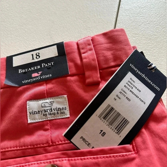 Vineyard Vines Breaker Pants Boys Size 18 Jetty Red Salmon Stretch Cotto… - Picture 3 of 6